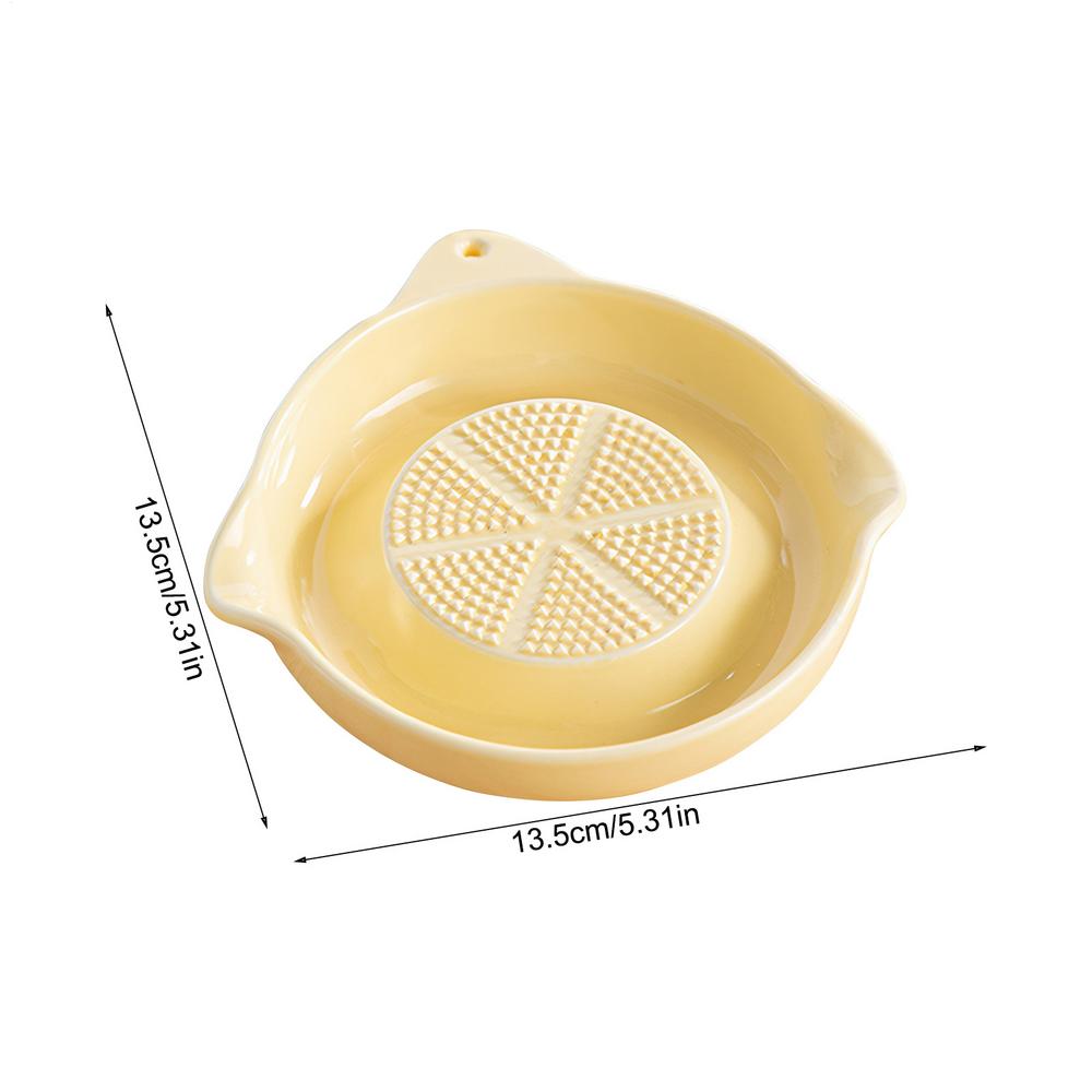 Ceramic Garlic Grater Plate With Juice Spout Hand Grater Dish For Ginger Cheese Lemon 8