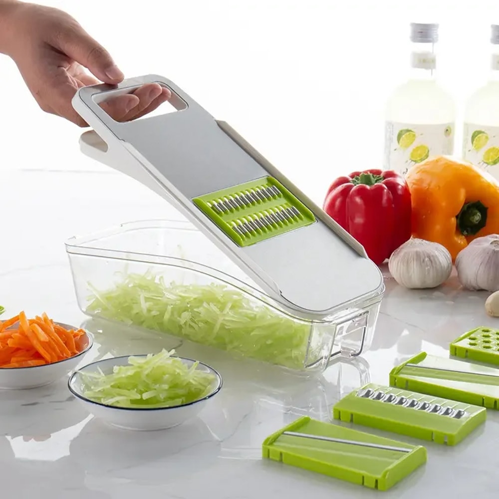 Professional Manual Kitchen Slicer Vegetable Chopper Set With Basket Easy Fruit Cutter Salad Prep 2