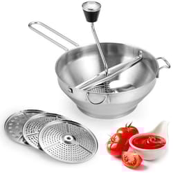 easy crank stainless steel food mill heavy duty hand crank food grinder with grinding discs for puree, sauces & jam