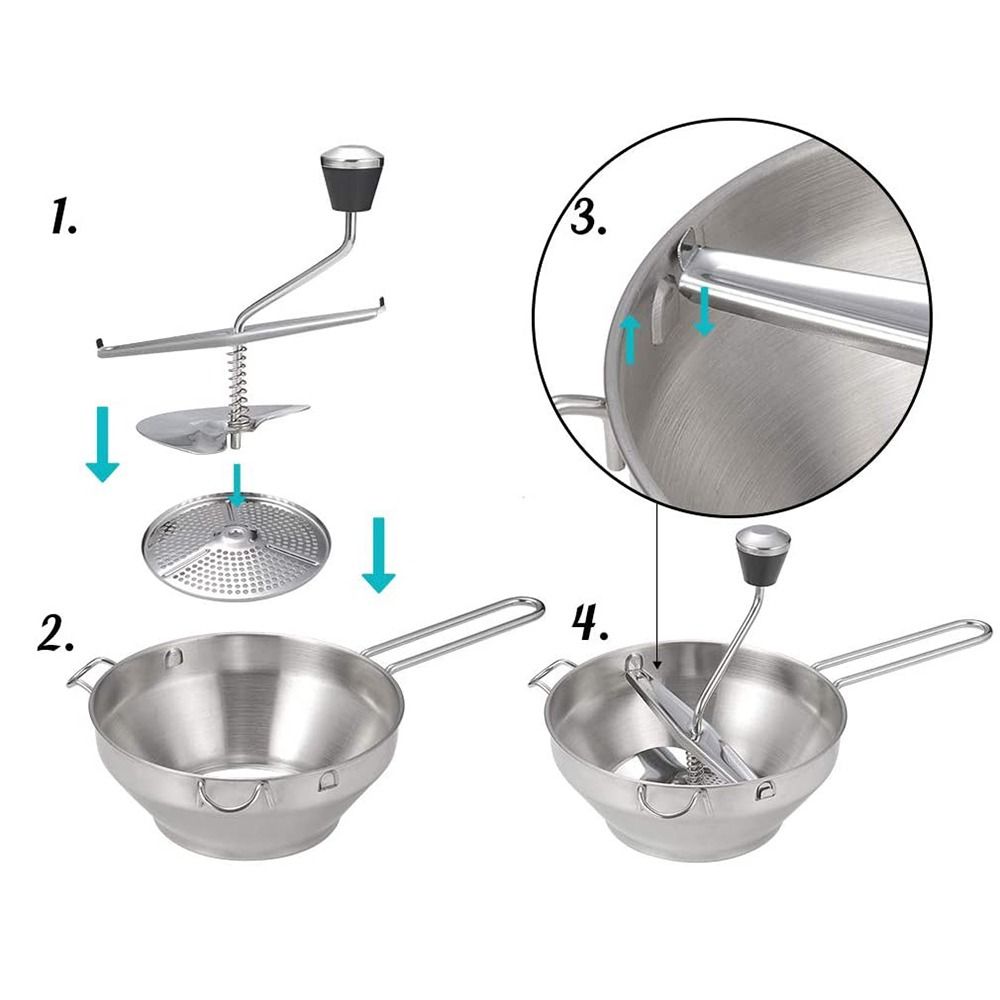 Easy Crank Stainless Steel Food Mill Heavy Duty Hand Crank Food Grinder With 3 Grinding Discs For P 5