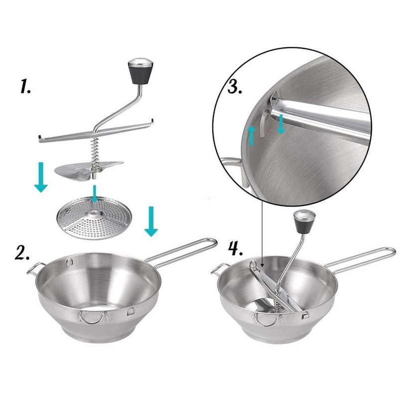 Easy Crank Stainless Steel Food Mill Heavy Duty Hand Crank Food Grinder With 3 Grinding Discs For P 5