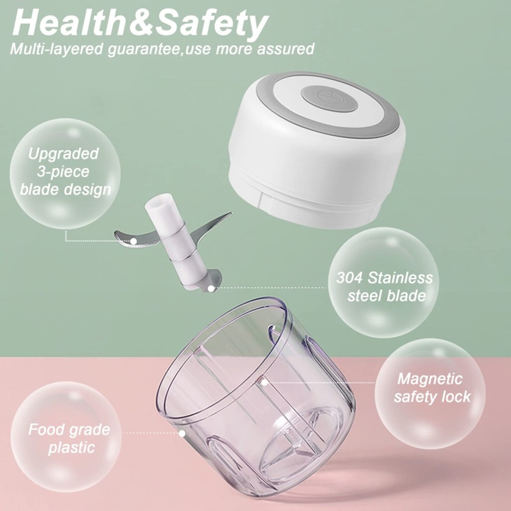 Portable Electric Garlic Grinder Cordless Mini Food Processor Multifunctional Wireless Meat Grinde 4