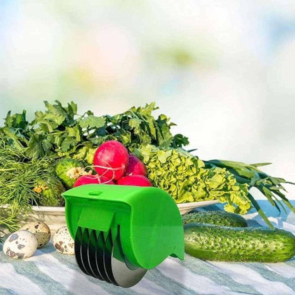 Premium Manual Herb Chopper Vegetable Cutter Tool Parsley Chopper Roller With Stainless Blade 0