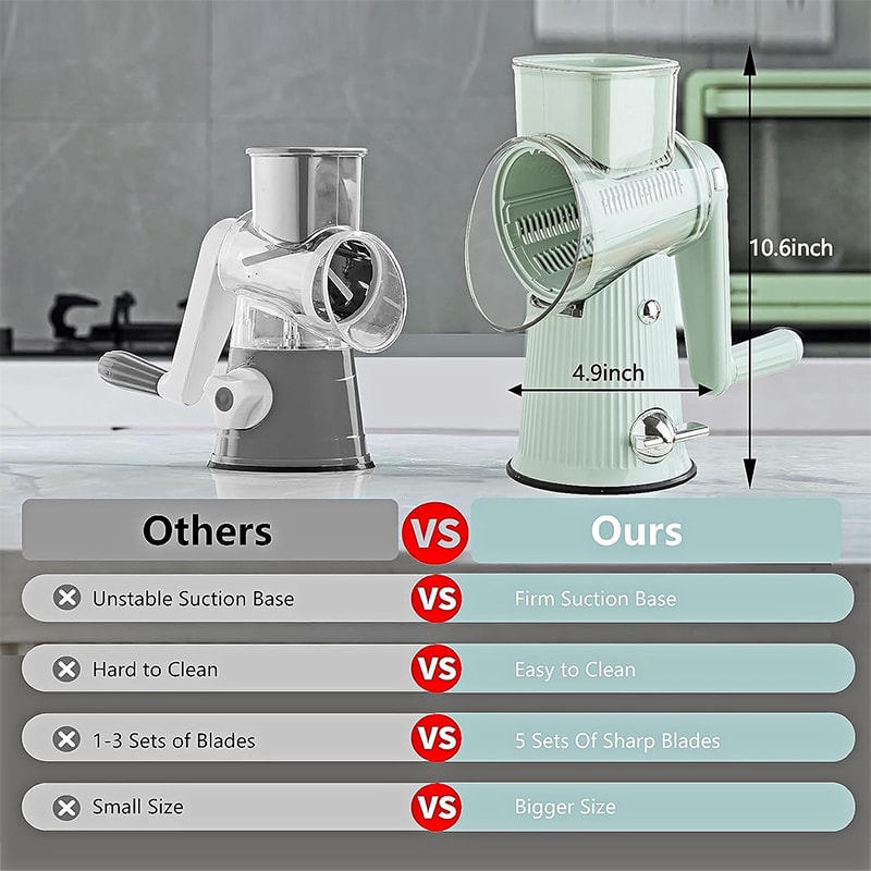 Rotary Cheese Grater Hand Crank Vegetable Slicer Multifunction Kitchen Mandoline 4