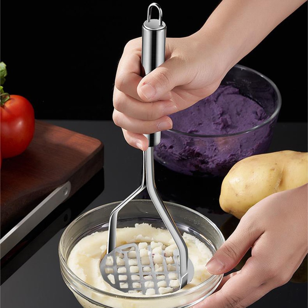Premium Stainless Steel Potato Masher Fruit Press Multi Functional Kitchen Tool 5