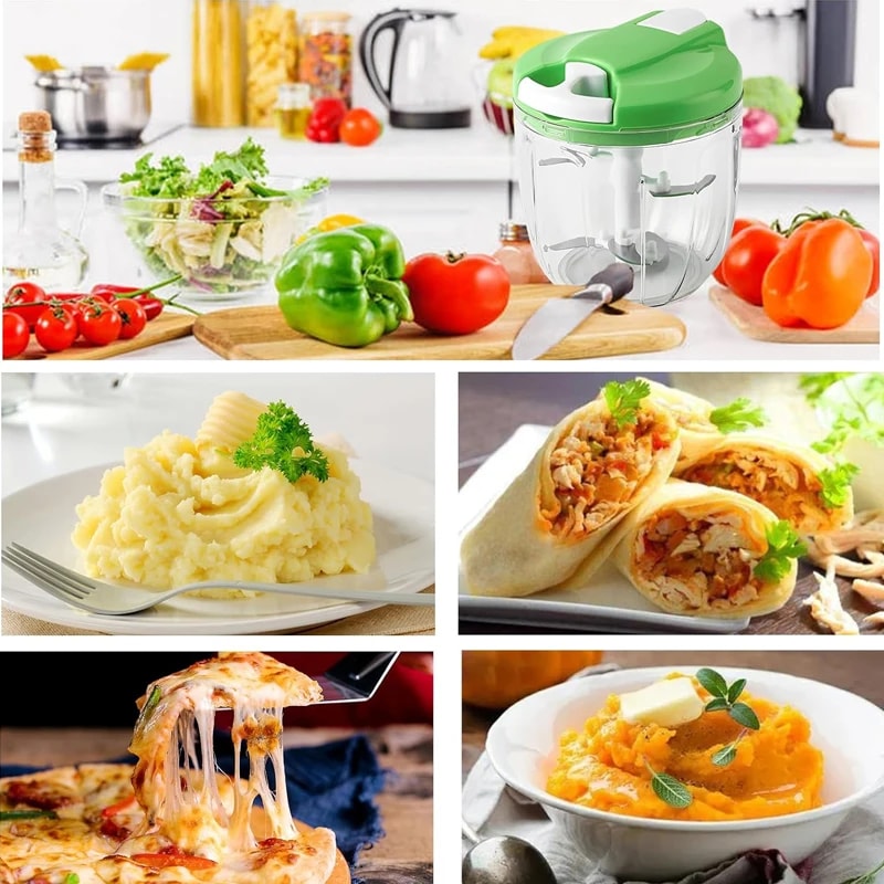 Hand Pull Food Chopper Manual Vegetable Mincer Garlic Chopper For Onion Meat Herbs 2