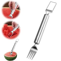 watermelon slicer tool & stainless steel fruit cutter dual head melon cutter and food fork