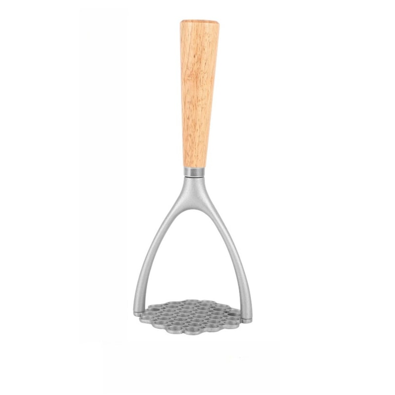 Wooden Handle Potato Masher Manual Potato Ricer Aluminum Potato Press For Fluffy Mashed Potatoes 0