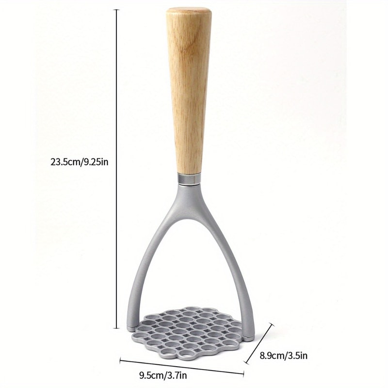 Wooden Handle Potato Masher Manual Potato Ricer Aluminum Potato Press For Fluffy Mashed Potatoes 5