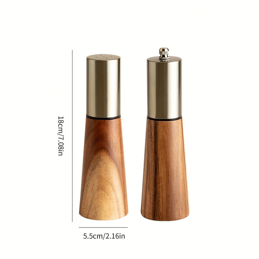 Wooden Pepper Grinder Salt Shaker Set Ceramic Core Manual Spice Mill For Fresh Flavoring 3