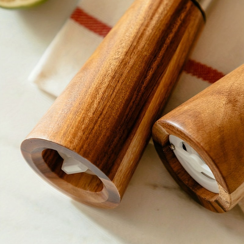 Wooden Pepper Grinder Salt Shaker Set Ceramic Core Manual Spice Mill For Fresh Flavoring 1