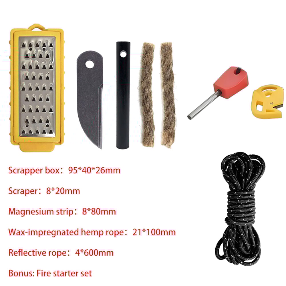 ShineTrip Outdoor Fire Starter Set Portable EDC Survival Fire Starter With Durable Tinder Maker Too 5