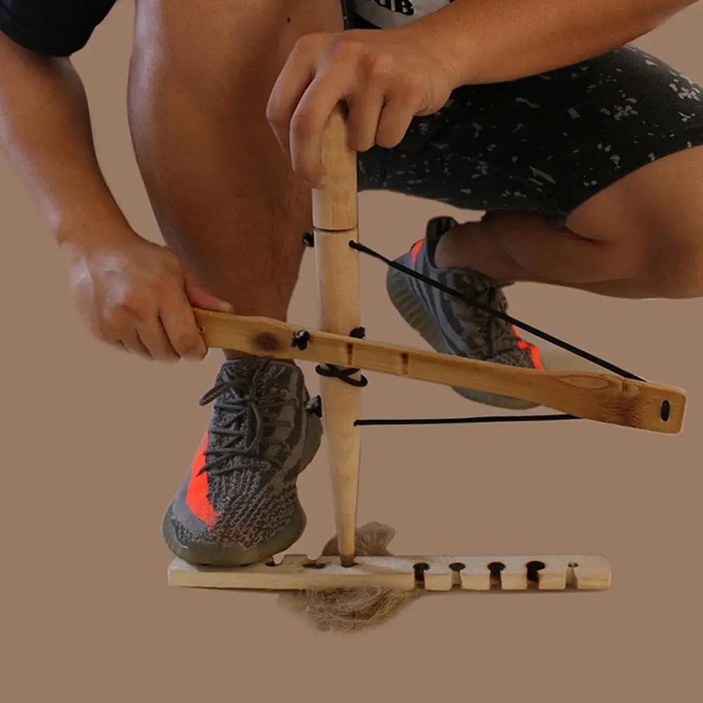 Primitive Bow Drill Fire Starter Kit Outdoor Survival Training Tool Camping Fire Starter 0