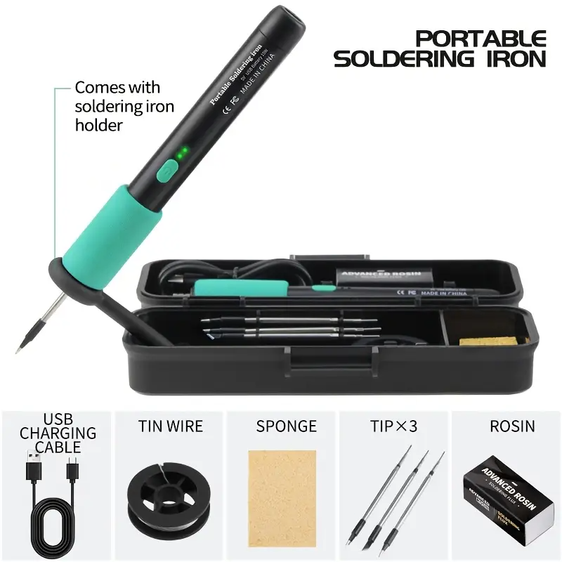 Portable Wireless USB Soldering Iron Kit Adjustable Temperature Mini Repair Tool 2