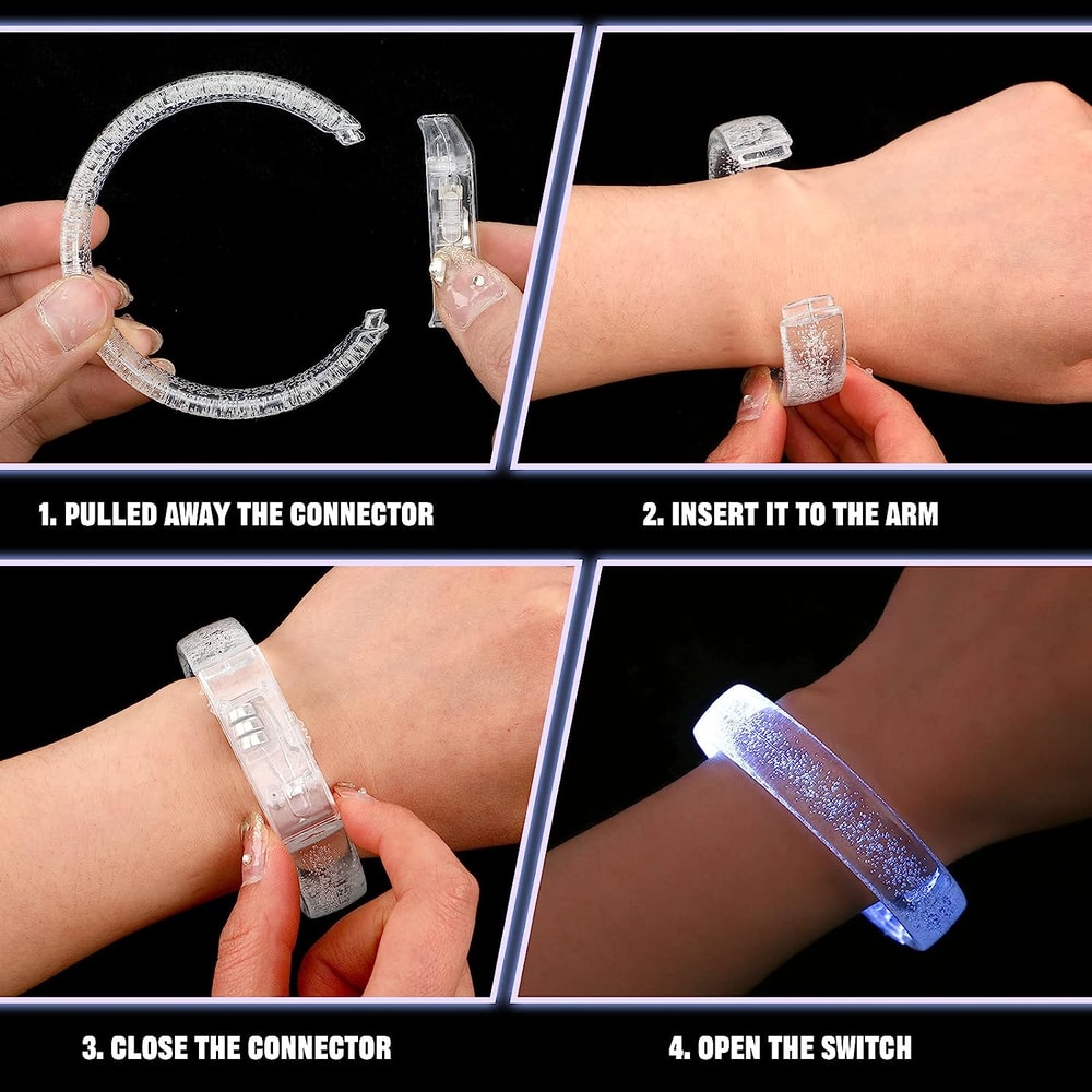 Party LED Light Up Bracelets White Glow Bracelets & Luminous Wristbands for Events