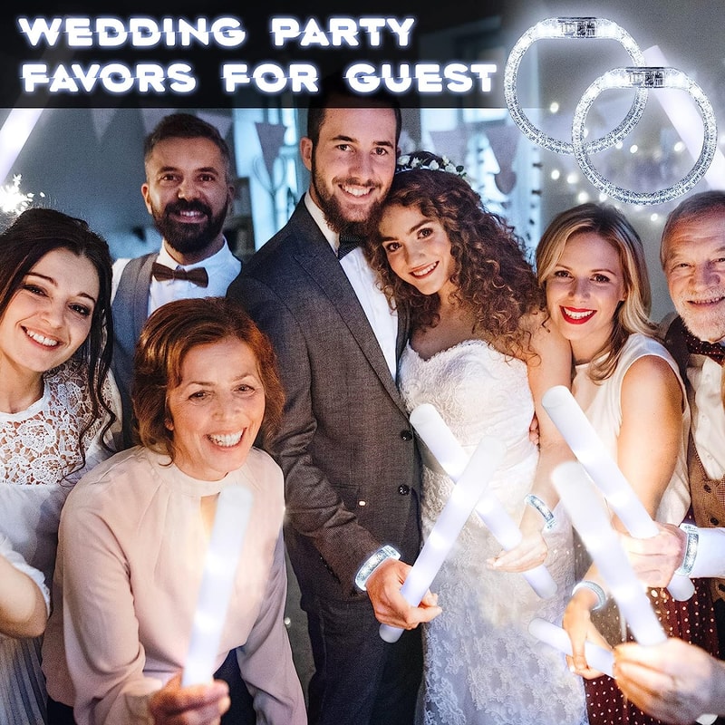 Party LED Light Up Bracelets White Glow Bracelets & Luminous Wristbands for Events