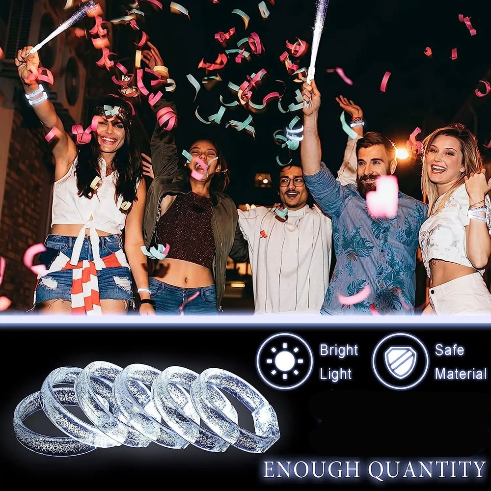 Party LED Light Up Bracelets White Glow Bracelets & Luminous Wristbands for Events