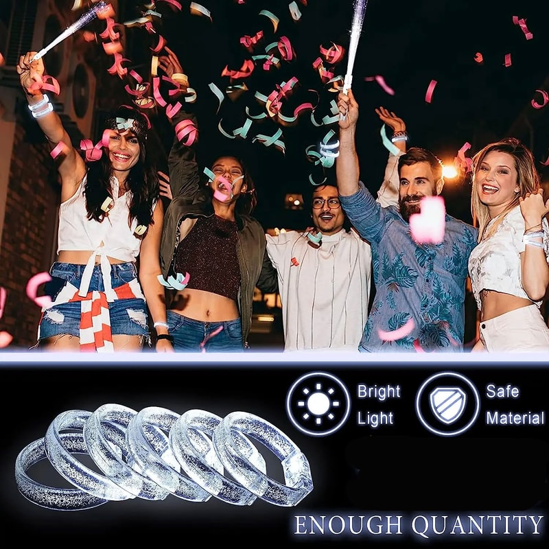 Party LED Light Up Bracelets White Glow Bracelets & Luminous Wristbands for Events
