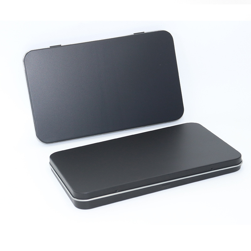 Rectangular Metal Cosmetic Storage Box With Hinged Lid Desk Brush Accessory Organizer 3