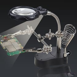 precision third hand soldering stand with led magnifying glass adjustable soldering helping hand tool