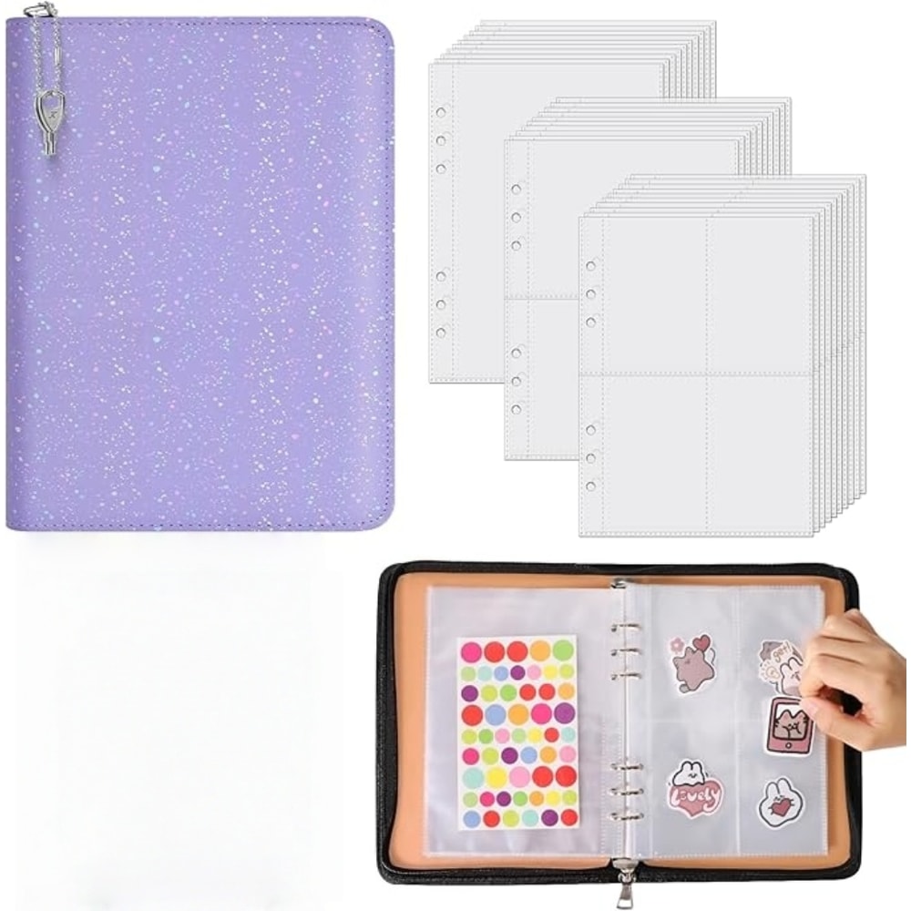 PU Leather Sticker Book Sticker Storage Binder Album With Pockets 0