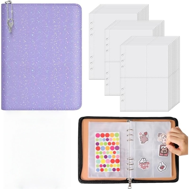 PU Leather Sticker Book Sticker Storage Binder Album With Pockets 0