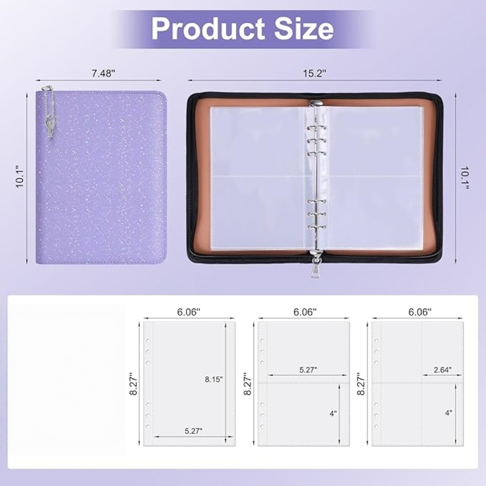 PU Leather Sticker Book Sticker Storage Binder Album With Pockets 5
