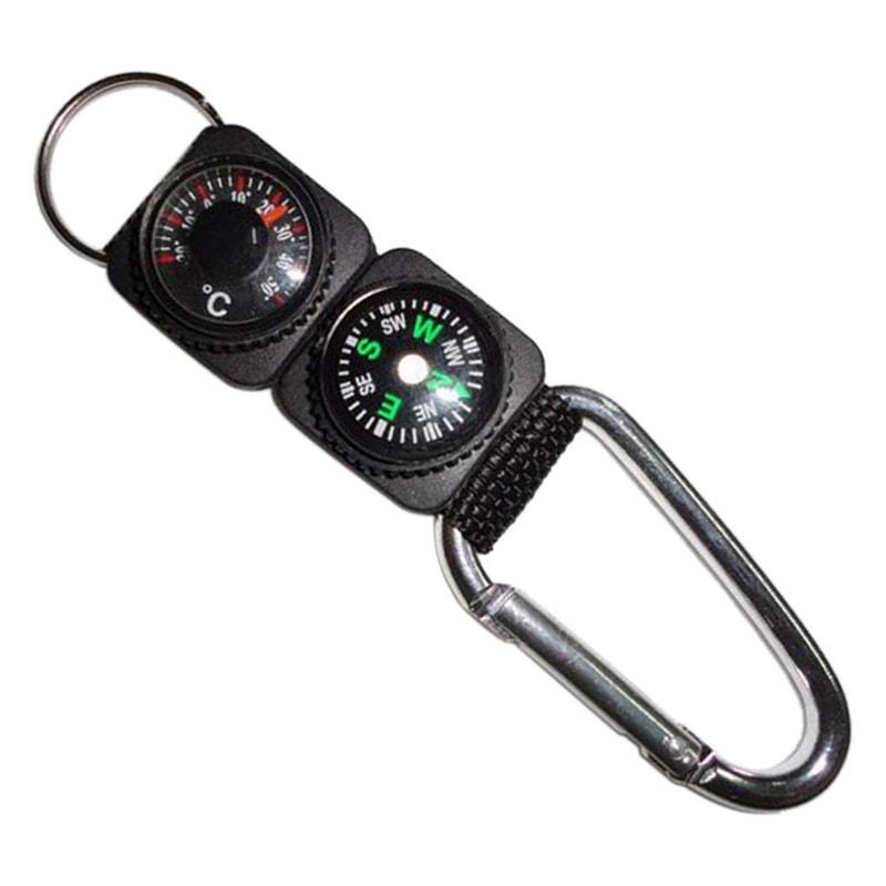 All In One Carabiner Compass Tool With Thermometer Keychain Outdoor Multifunction Clip 0