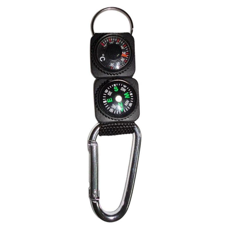 All In One Carabiner Compass Tool With Thermometer Keychain Outdoor Multifunction Clip 1