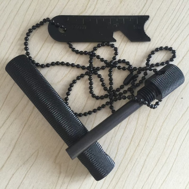 Magnesium Fire Starter With Compass Outdoor Survival Fire Starter Tool 0