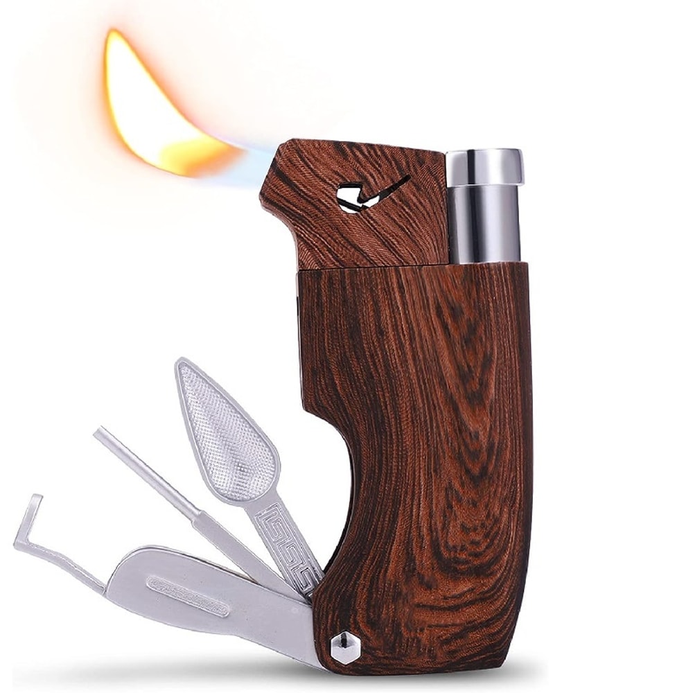 Premium Pipe Lighter With Cleaning Tools Butane Lighter For Smokers Mens Gift 0