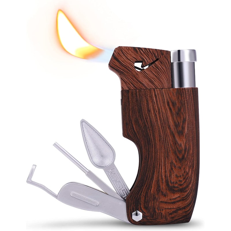 Premium Pipe Lighter With Cleaning Tools Butane Lighter For Smokers Mens Gift 6