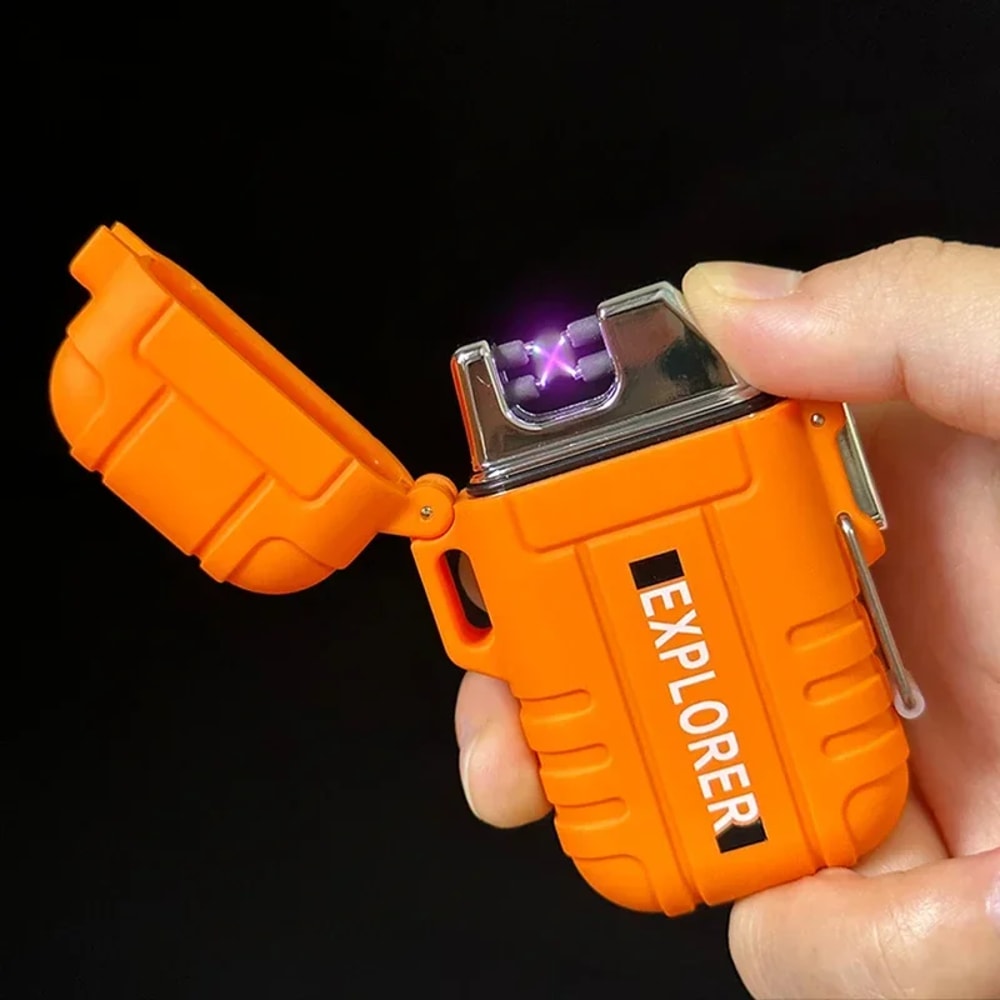 Windproof Dual Arc Plasma Lighter USB Rechargeable Waterproof 1