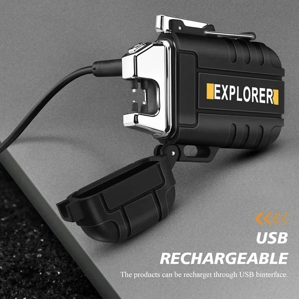 Windproof Dual Arc Plasma Lighter USB Rechargeable Waterproof 6