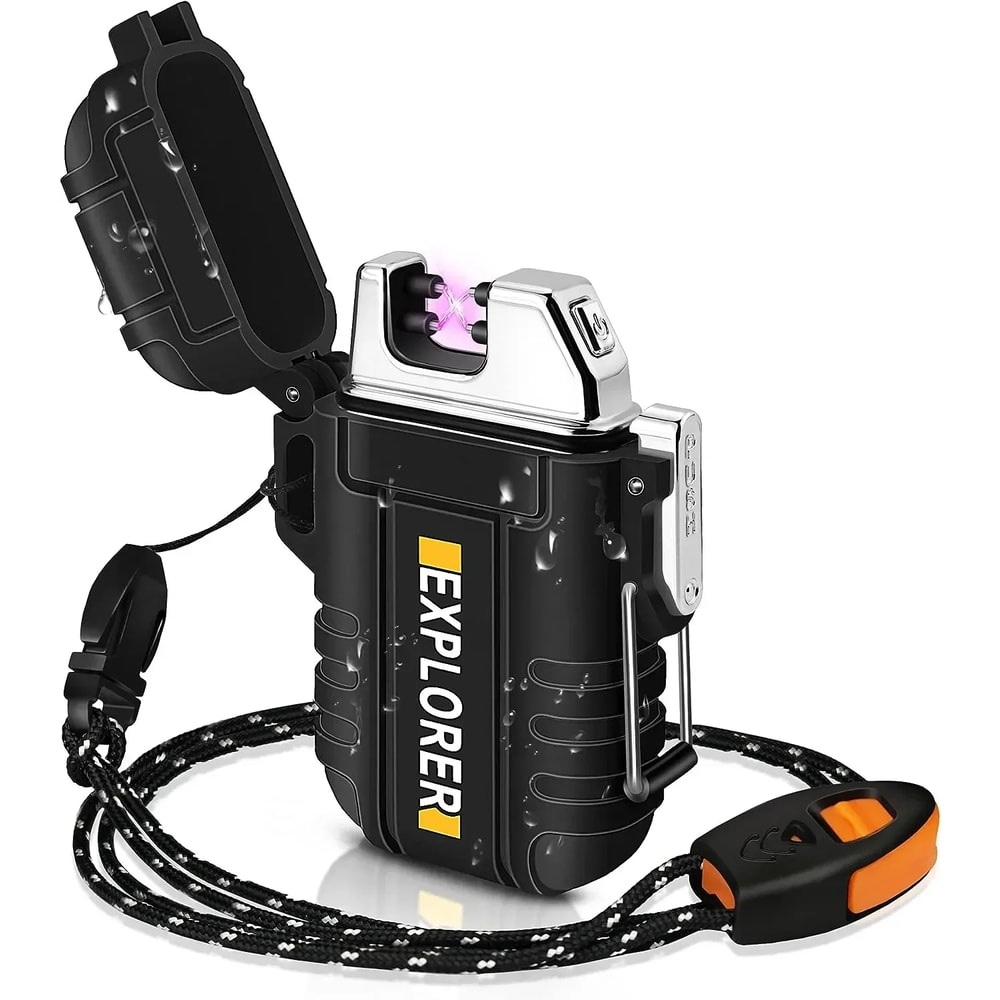 Windproof Dual Arc Plasma Lighter USB Rechargeable Waterproof 7