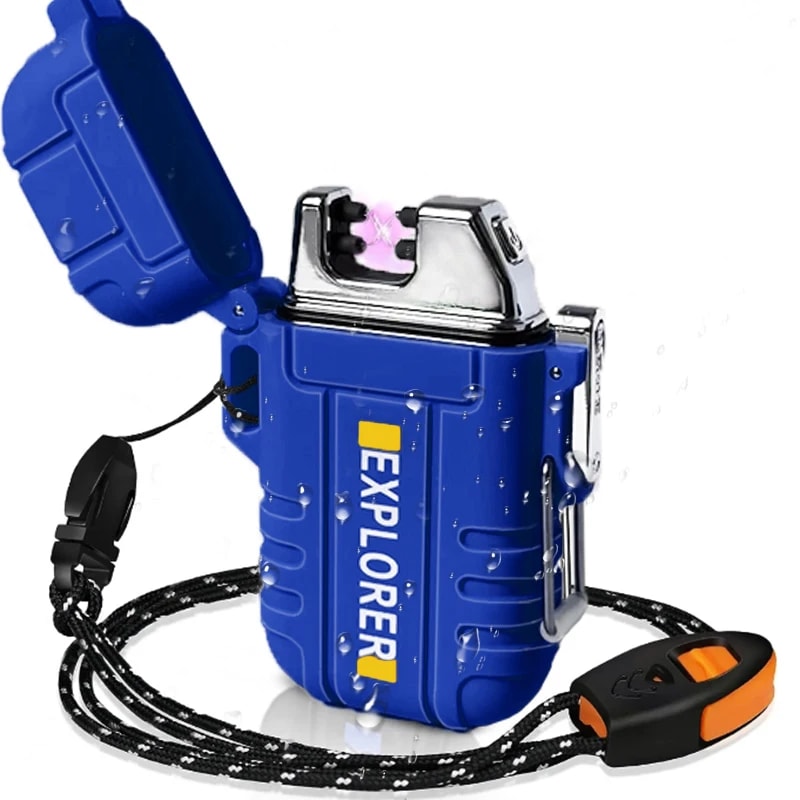 Windproof Dual Arc Plasma Lighter USB Rechargeable Waterproof 3