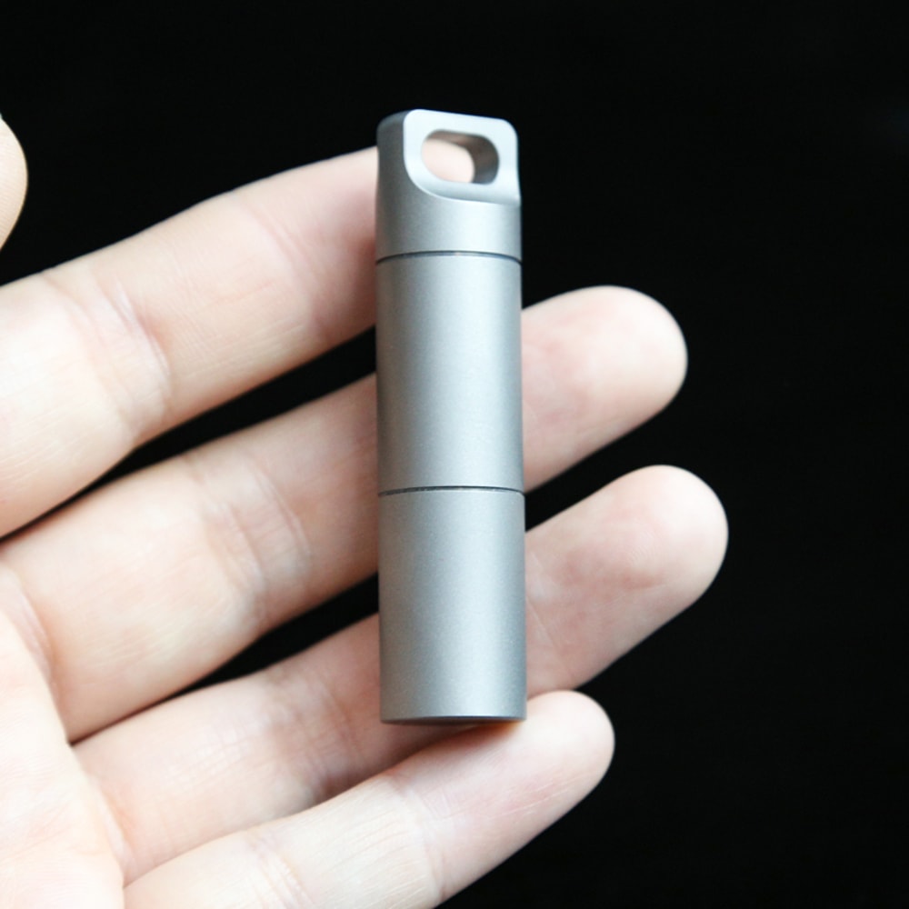 Titanium Pill Case Keychain Waterproof Portable Medicine Storage Bottle 3