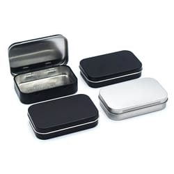 mini tin box metal storage case portable organizer with hinged lid for pills crafts travel