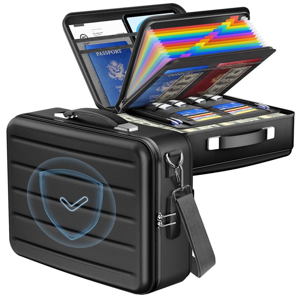 Heavy Duty Portable Fireproof Document Box With Combination Lock Secure Document Organizer File Box 0