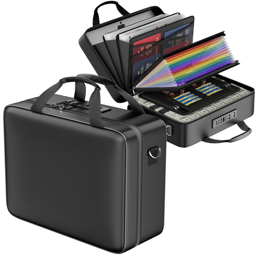Fireproof Document Box With Lock Water Resistant Portable Safe Organizer 0