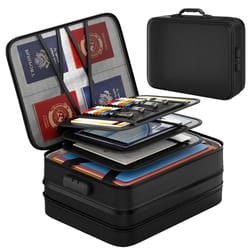 expandable fireproof document box with lock heat insulated, waterproof storage organizer