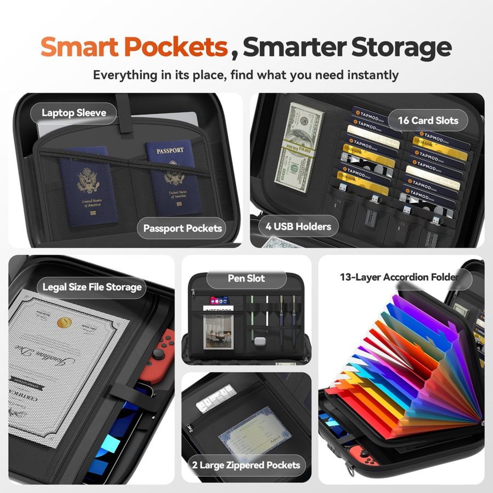 Premium Document Box With Combination Lock Portable Document Safe File Organizer 4