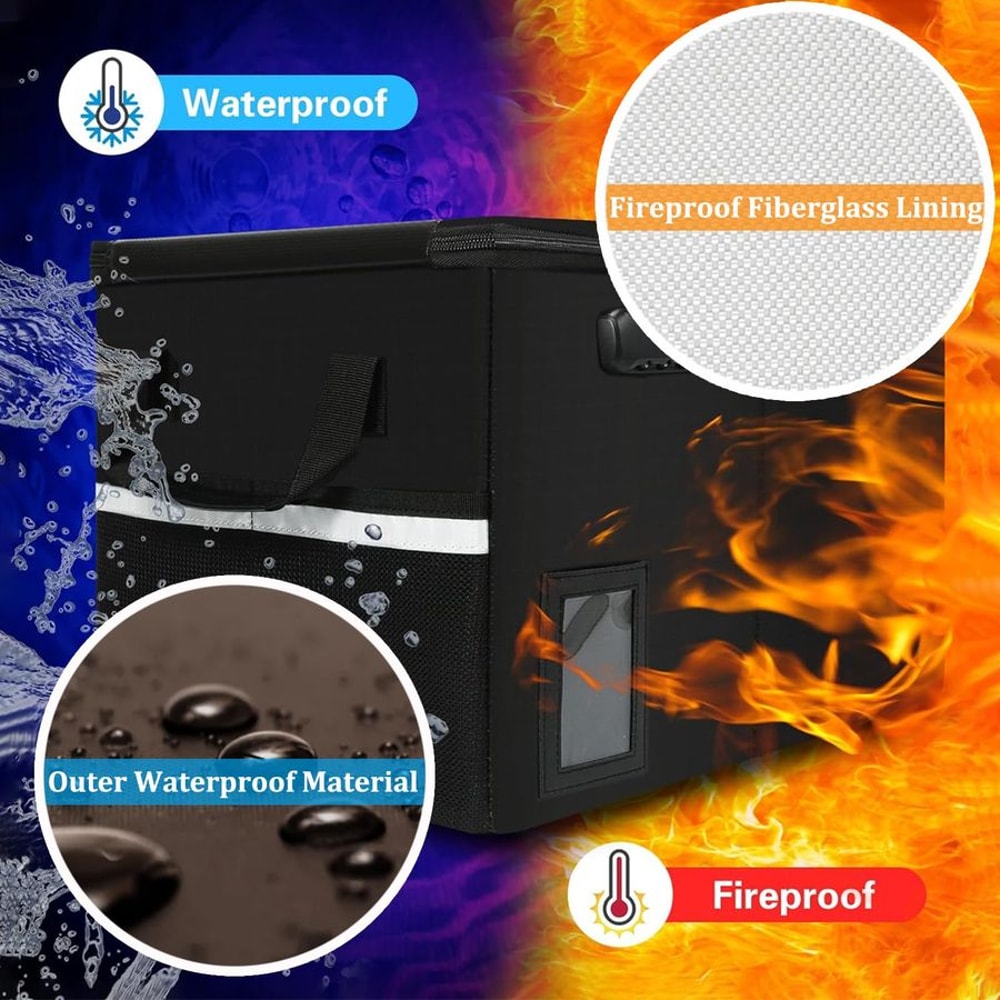 Document & Storage Box with Lock Large fireproof storage box for Files & Valuables