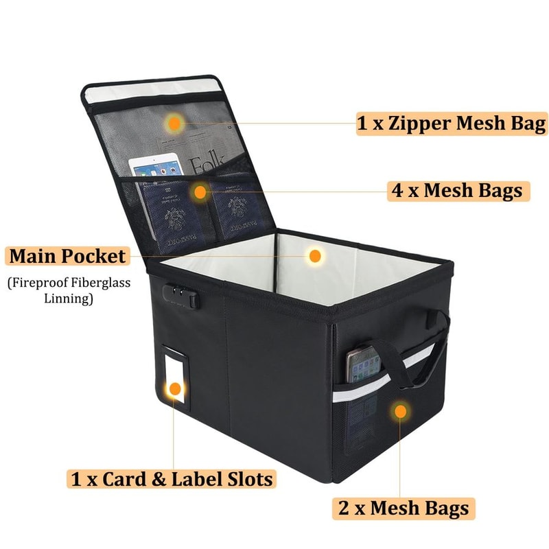 Document & Storage Box with Lock Large fireproof storage box for Files & Valuables