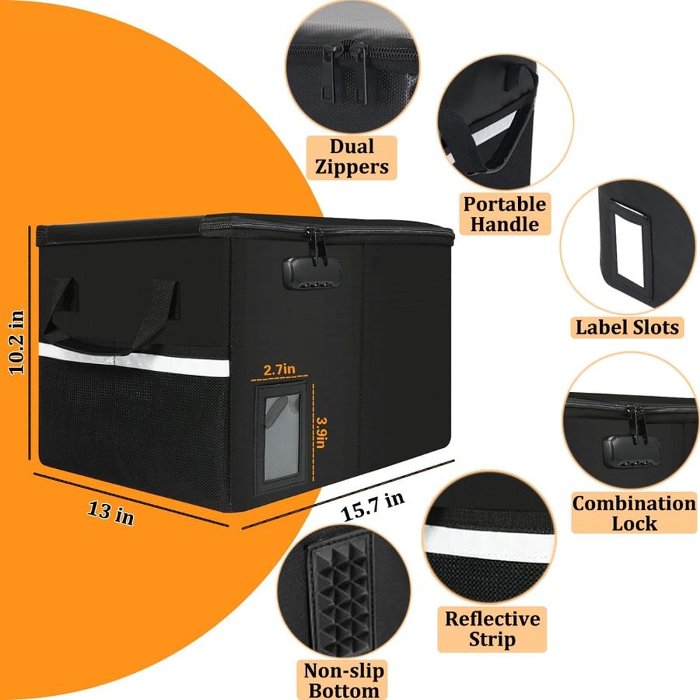 Document & Storage Box with Lock Large fireproof storage box for Files & Valuables