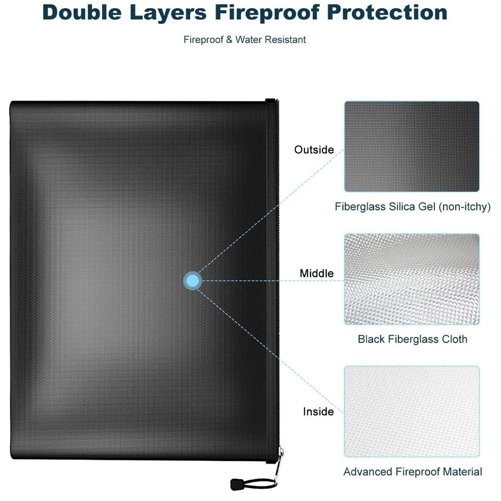 Flame Resistant Waterproof Money Bag Fireproof Document Pouch For Cash Deposit Storage 2