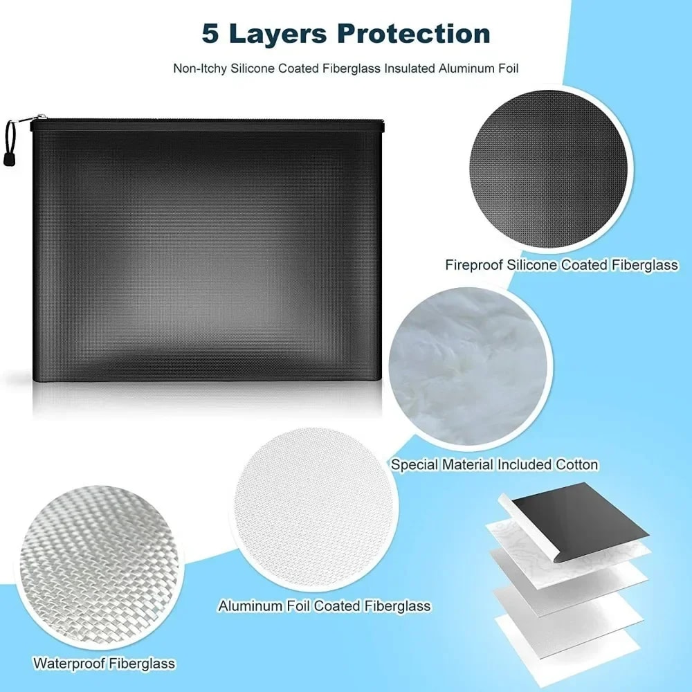 Flame Resistant Waterproof Money Bag Fireproof Document Pouch For Cash Deposit Storage 4