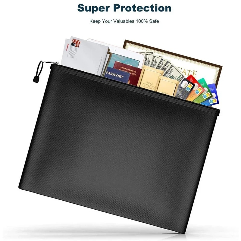 Flame Resistant Waterproof Money Bag Fireproof Document Pouch For Cash Deposit Storage 8