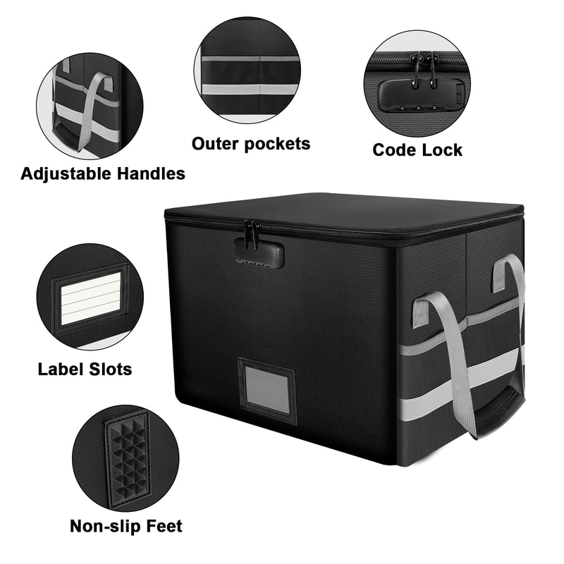Fireproof Document Box Foldable Storage Box With Lockable Security 5
