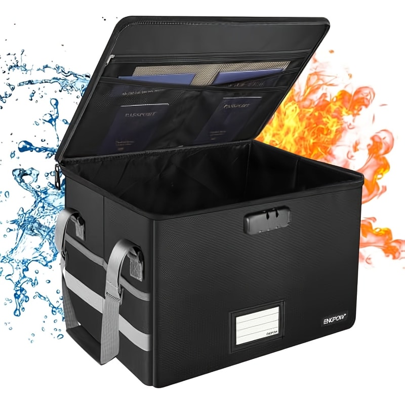 Fireproof Document Box Foldable Storage Box With Lockable Security 1